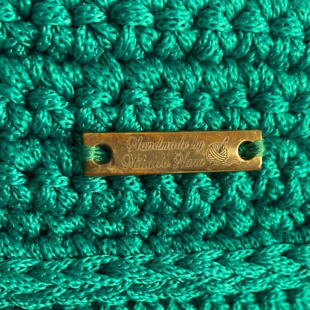 Handmade Teal Crochet Crossbody Purse Boho Festival Artisan Gold Tone OS - Picture 2 of 8